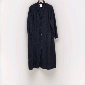 Laurel Cardigan Women 36 Gray Long Buttons LS Virgin Wool Luxury Timeless Pocket